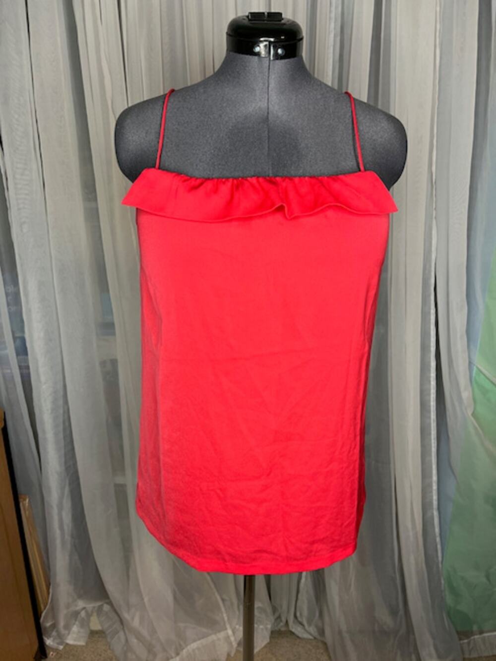 J Crew tank top spaghetti straps orange ruffle